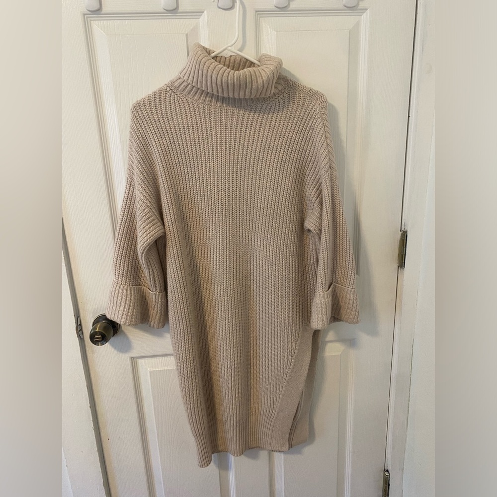 Anthropologie Moth Minimalist Chunky Cowl Neck Tunic Sweater Dress